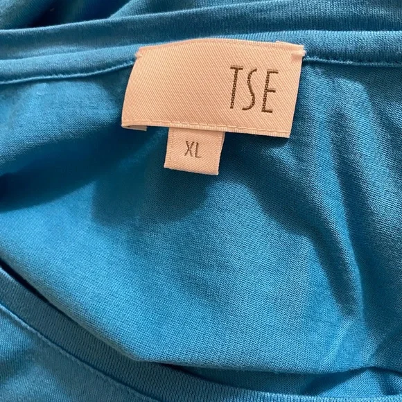 TSE 100% cotton long sleeve knit top XL like new condition ocean blue - Picture 2 of 3